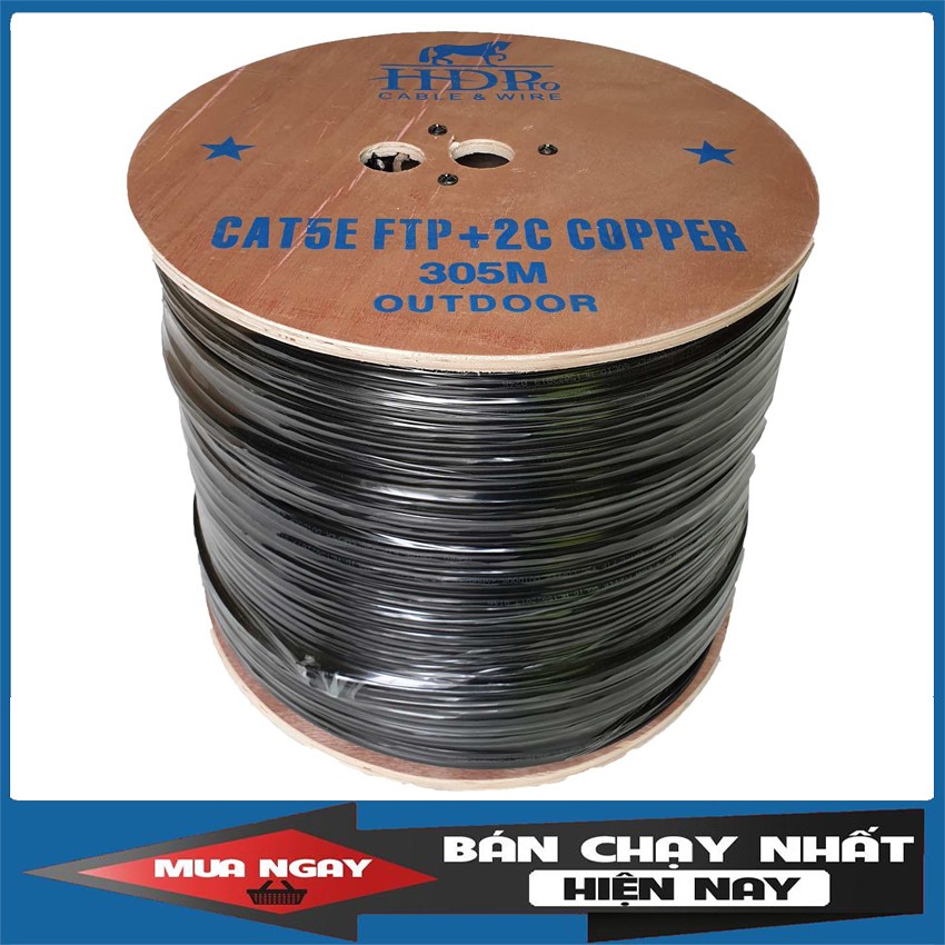 [CHÍNH HÃNG] Cáp mạng Cat5e FTP HDPRO kèm nguồn đồng nguyên chất chất lượng cao - Đại lý phân phối toàn quốc