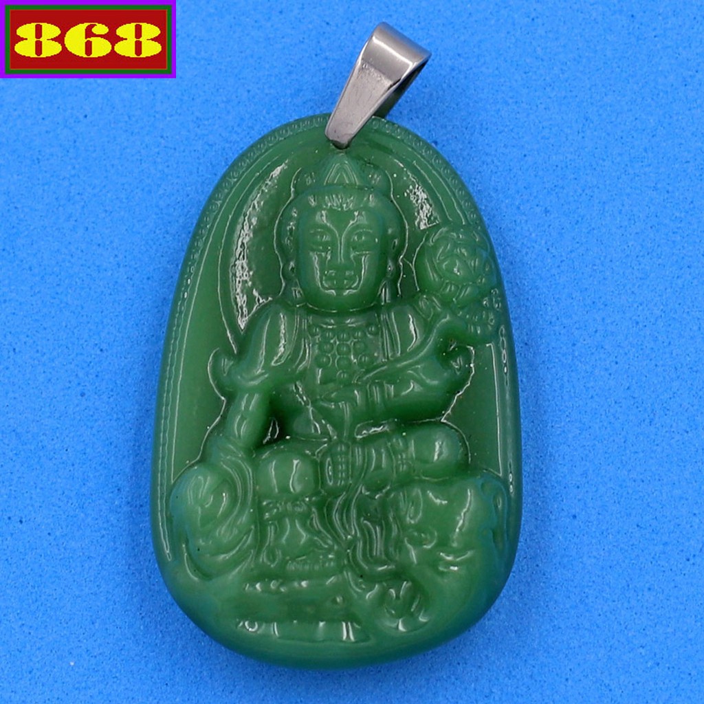 Vòng cổ cao su xanh Phật Phổ hiền xanh 5 cm DCSETRTAXLN2-Hộ mệnh tuổi Thìn và Tỵ