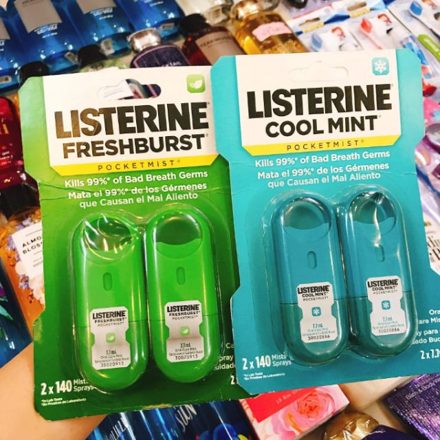 [Nhập Mỹ] Xịt thơm miệng Listerine Pocket Mist FreshBurst vỉ 2 chiếc