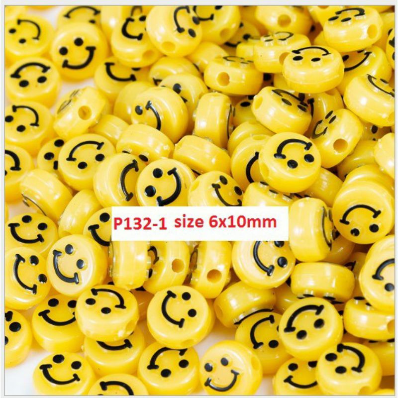 Set 5 charm mặt cười 6×10mm màu vàng dùng làm vòng đeo tay hoặc móc khóa