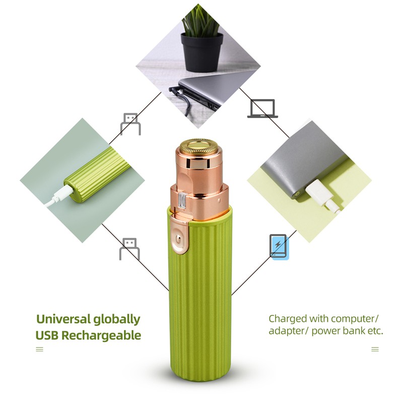 Ckeyin Máy Tẩy LôngTriệt Lông Mày 2 Trong 1 Mini Sạc Pin Có Tích Hợp Đèn máy cạo lông mini MT114