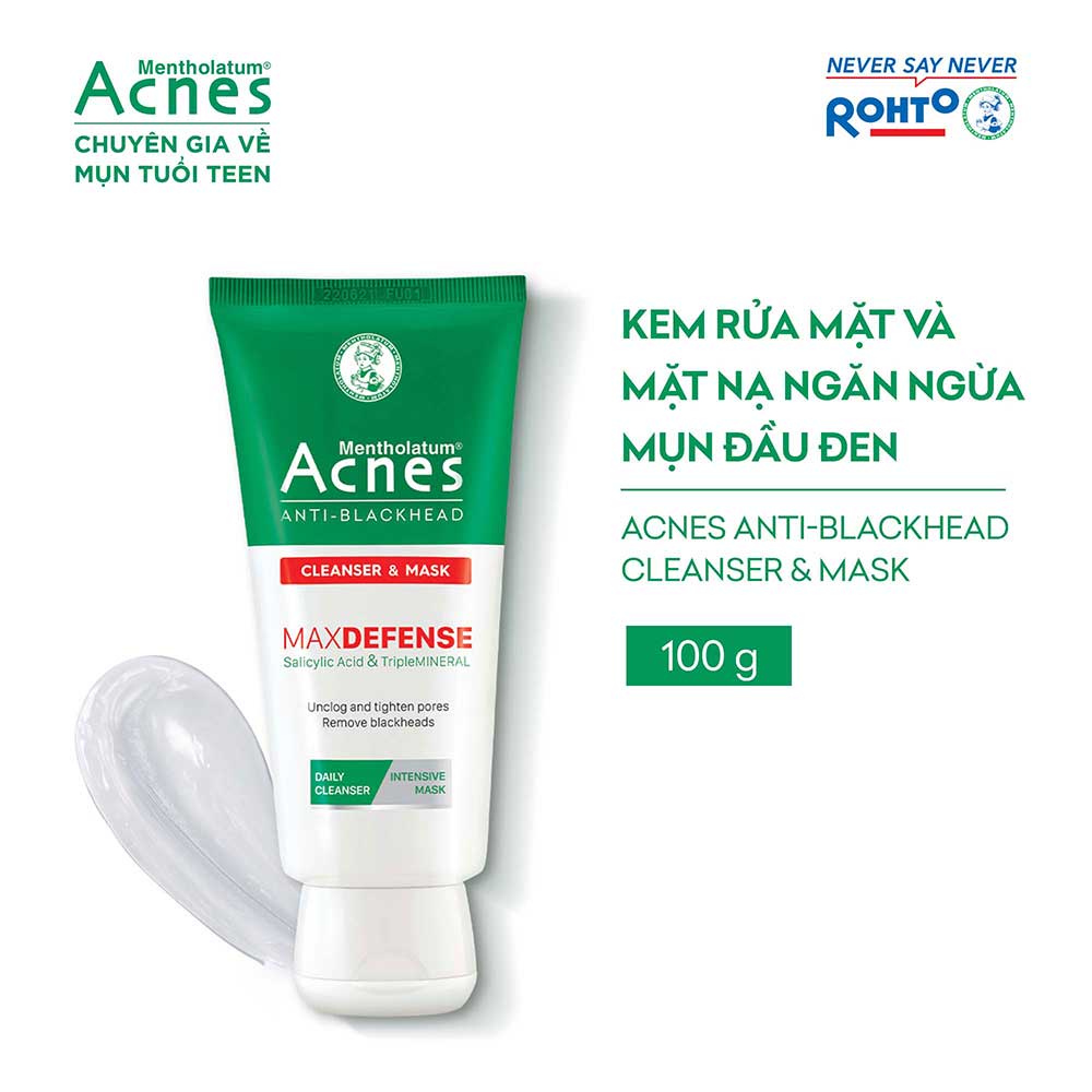 Kem rửa mặt &amp; mặt nạ ngăn ngừa mụn đầu đen Acnes Anti-Blackhead Cleanser &amp; Mask 100g