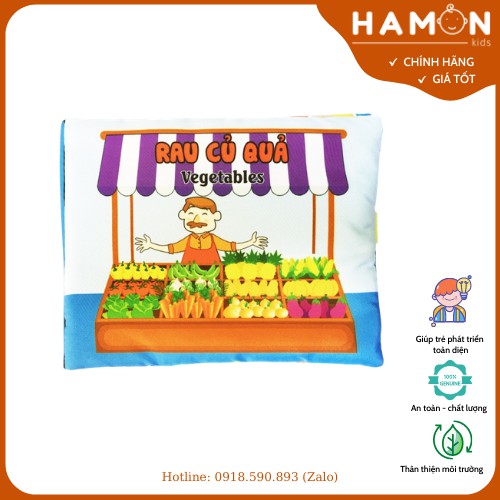 Sách vải Rau củ quả dành cho trẻ 0-3 tuổi - Made in Vietnam
