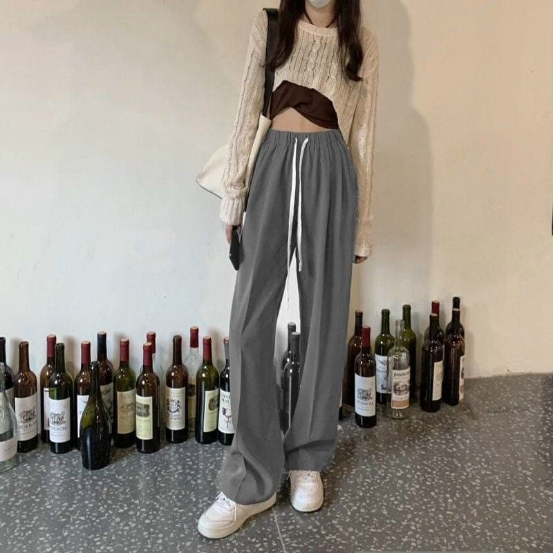 Quần vải suông cạp chun