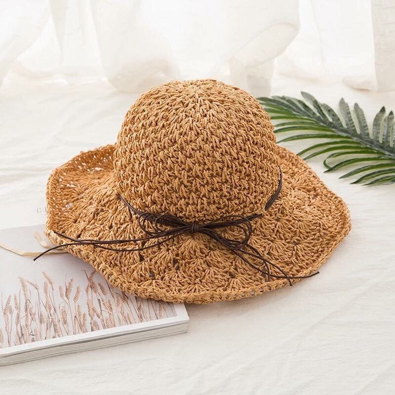Mũ cói nữ đi biển Tiệm Cô Hìn mũ mềm đan thưa có thể gập nhỏ bỏ túi vô cùng tiện lợi thích hợp đi du lịch đi biển ship 1