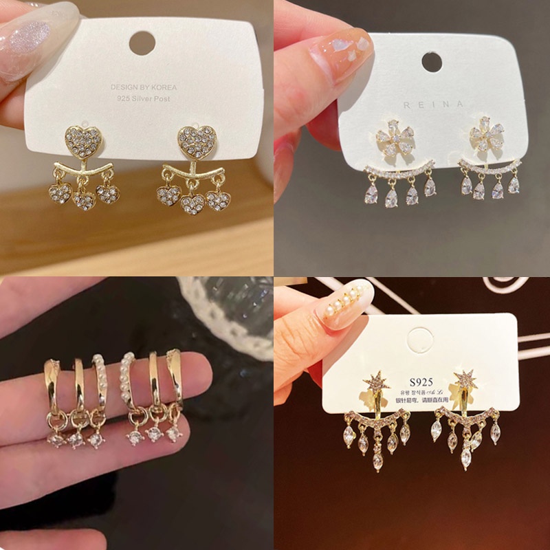 Đôi Bông Tai Hình Hoa Đính Đá Thời Trang Cho Nữ