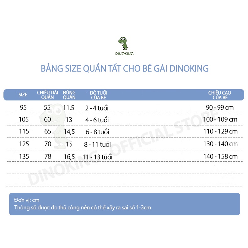 Quần tất cho bé gái DINOKING Quần tất bé gái có bàn chất len cotton mềm mịn dày không bai gião trẻ em 2 - 11 tuổi QD08