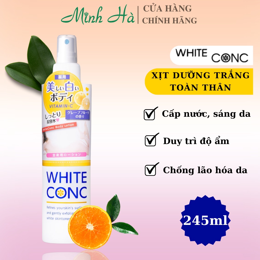 Xịt dưỡng White Conc Body Lotion 245ml giúp cấp ẩm và làm sáng da toàn thân