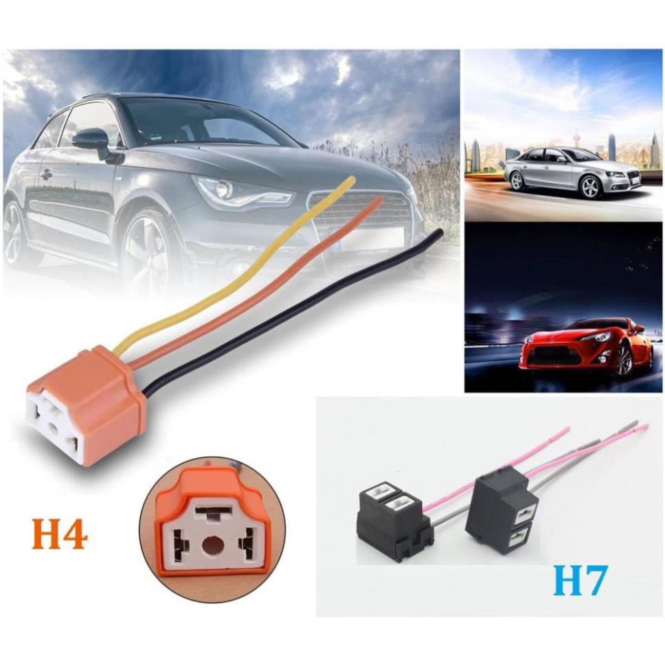 ⚡️Mặt Đế Ceramic⚡️ Chuôi Đèn/ Chấu Đèn Pha H4 / H7  - Cổng Kết Nối/ Đầu Nối Dài Chân Đèn Cho Xe Hơi