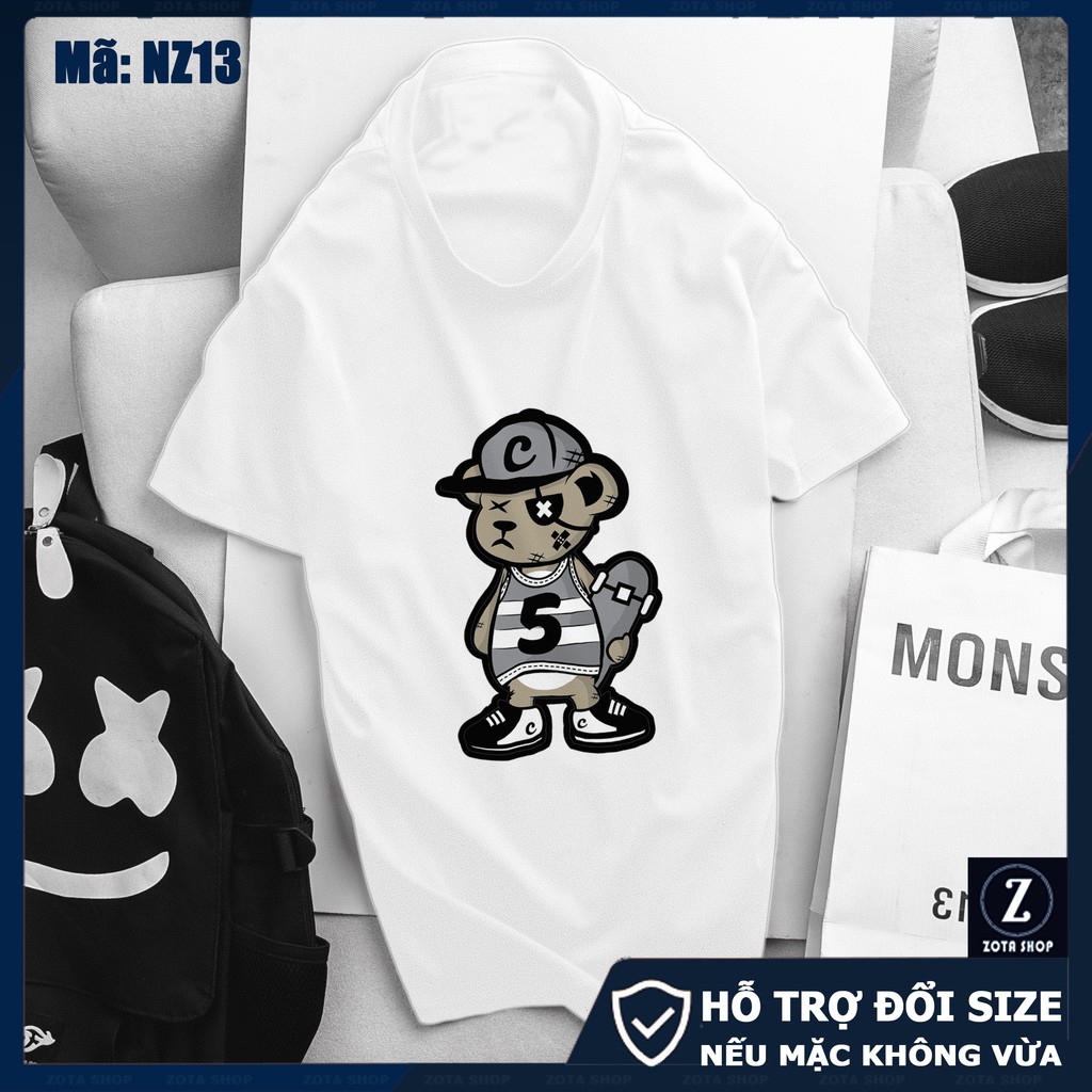 Áo thun nam đẹp❤️ Freeship 50K❤️ Áo phông trắng xám Crew Bear NZ13 | BigBuy360 - bigbuy360.vn