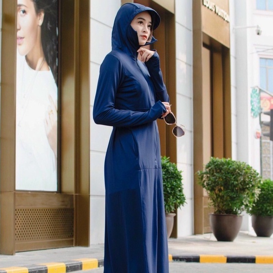 Áo chống nắng dài toàn thân cho nữ 2 lớp chất mềm mát nhẹ chỉ số chống nắng cao VNXK XanhH