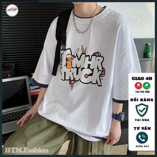 Áo tay lỡ nam nữ form rộng, áo thun phông rộng HTM chất đẹp in TRUCK NTL12.3