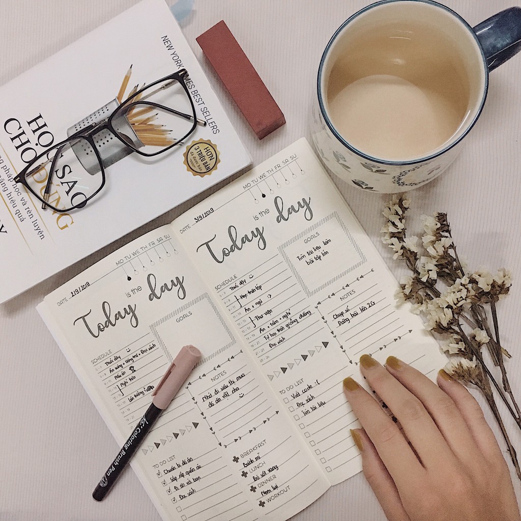 Sổ tay còng, lò xo planner Daily Planner - Sổ vui mỗi ngày, lò xo 21x11, 120 trang, bìa cứng