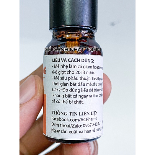 DUNG DỊCH GÂY MÊ CHO CÁ CẢNH, CÁ KOI, CÁ RỒNG ACPHARNO 10ML