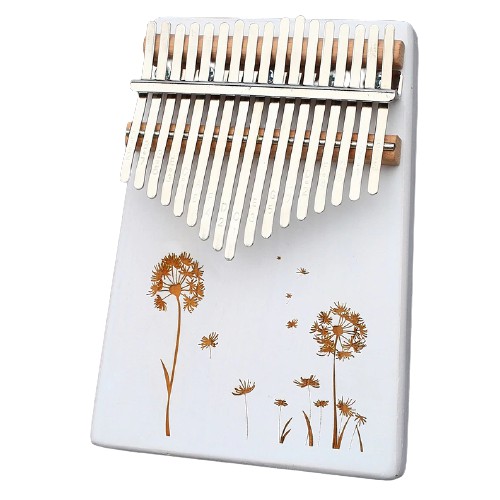 Đàn kalimba 17 phím nguyên khối hoa bồ công anh tặng búa chỉnh âm, giấy dán đàn kalimba IME-027