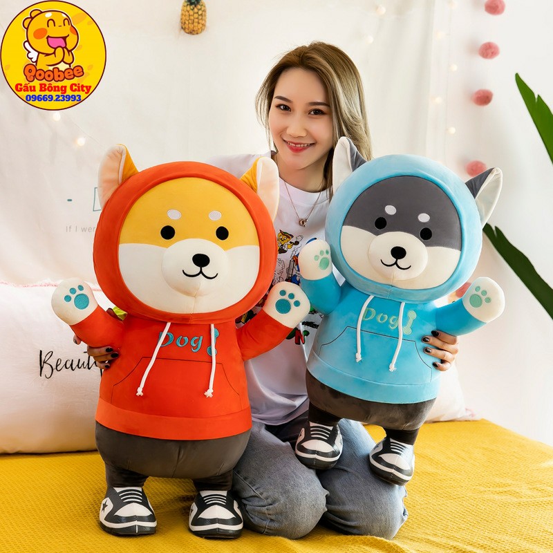 Chó Bông Shiba Áo Hoodie Mềm Mịn Dễ Thương Nhập Khẩu Cao Cấp Gấu Bông City