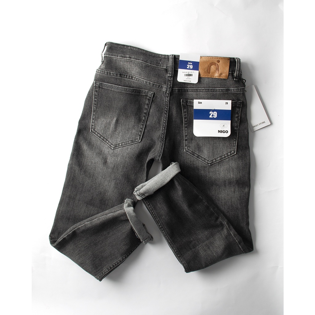 Quần jean nam regular fit QJ77 Nigo quần bò nam màu xám đậm trơn co giãn cao cấp