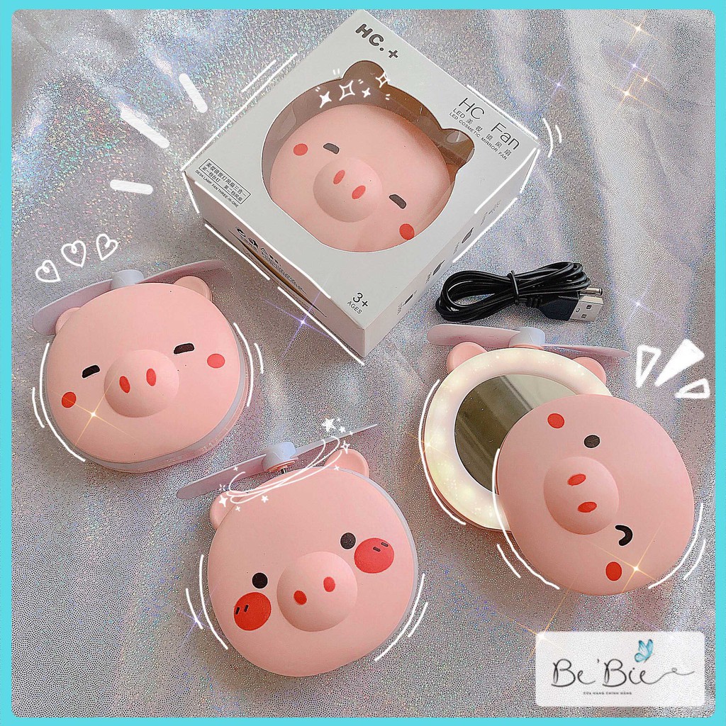 2 in 1 quạt mini heo kèm gương siêu cưng BeBie - BP090