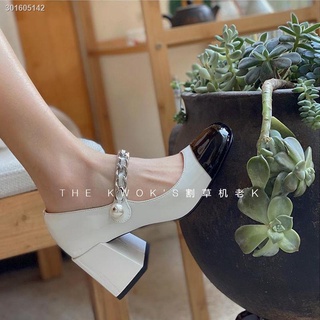 Giày cao gót mũi vuông phong cách retro kiểu mới Mary Jane 2021