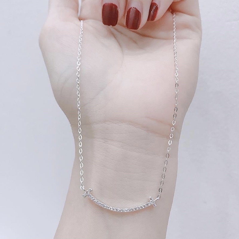 Dây chuyền nụ cười (smile) đính đá chuẩn bạc ta - Vòng cổ nụ cười bạc ta - Hot - Trang Sức Bạc 9999