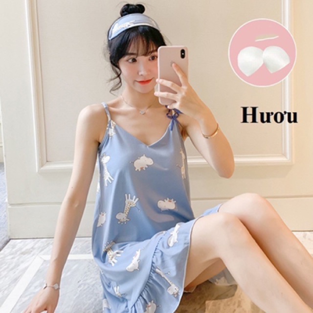Váy ngủ 2 dây có đệm ngực ( tặng kèm bịt mắt) | BigBuy360 - bigbuy360.vn
