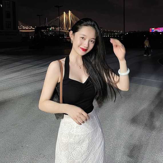 Áo dây ZHELIHANGFEI dệt kim phong cách quyến rũ