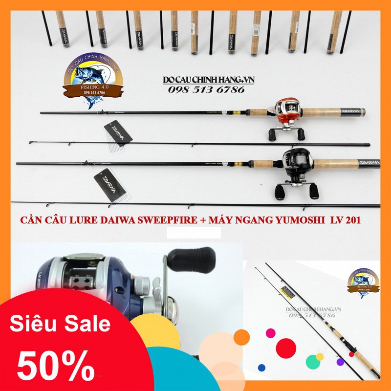 [xả kho] COMBO TRỌN BỘ CẦN CÂU LURE MÁY NGANG - CẦN DAIWA CHÍNH HÃNG VÀ MÁY NGANG LV201 - GIÁ CỰC RẺ CHẤT LƯỢNG CỰC TỐT