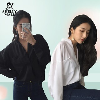 Áo sơ mi nữ form rộng tay dài