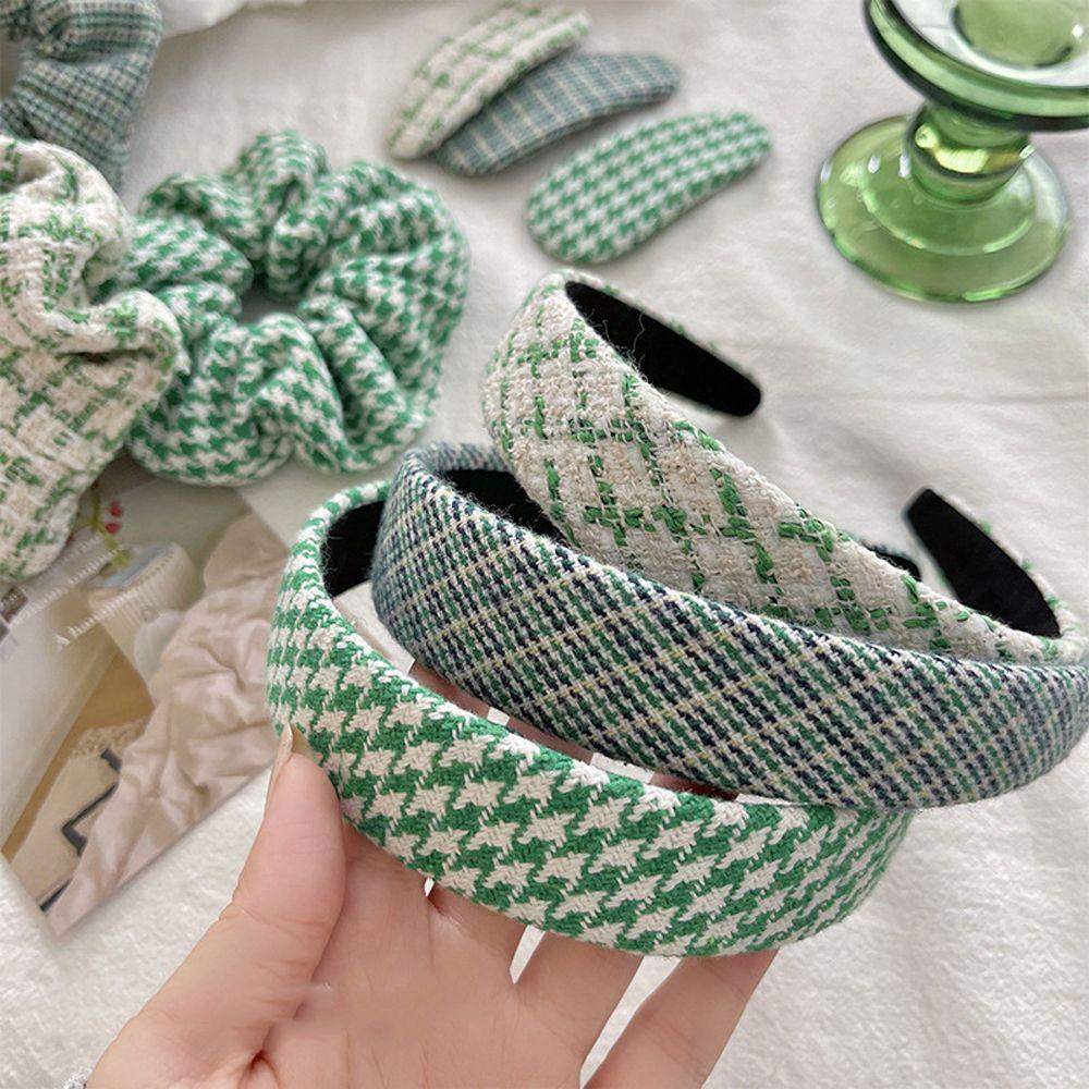 Băng Đô Cài Tóc Bản Rộng Họa Tiết Houndstooth Phong Cách Cổ Điển Sang Trọng Thời Trang Cho Nữ