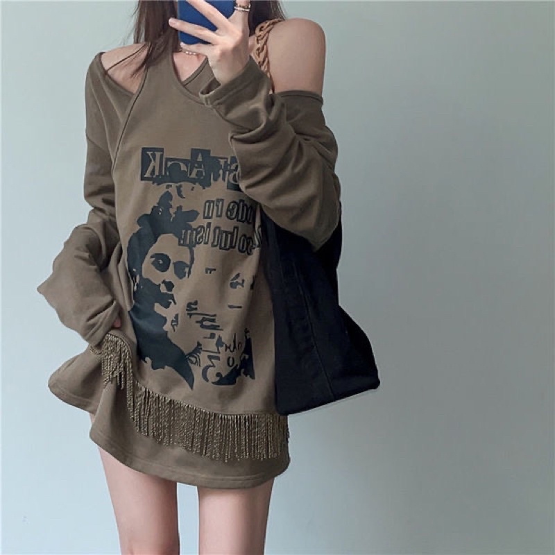 (HÀNG ORDER/Ảnh thật ) Áo đầm trễ vai quàng cổ trendy