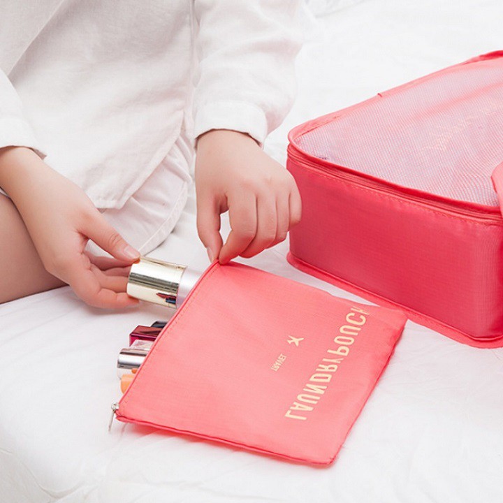 Bộ túi du lịch 6 túi secret pouch travel trơn, TRƠN