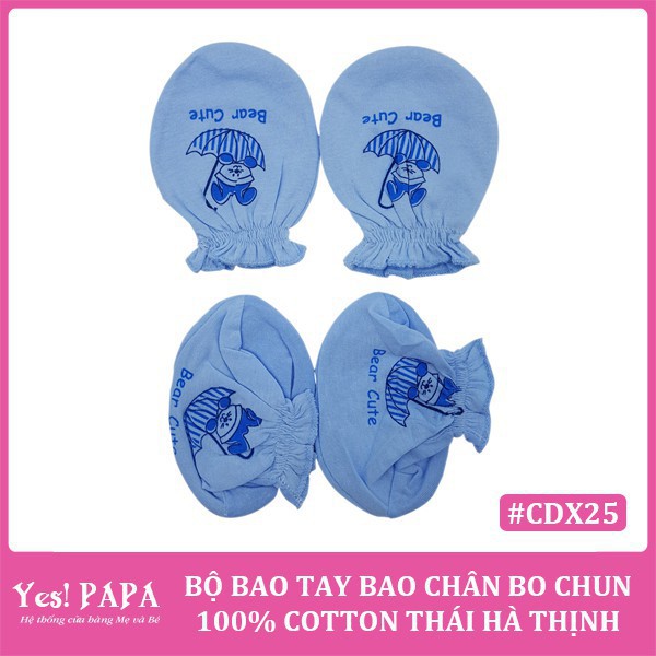 Bộ bao tay & bao chân bo chun sơ sinh 100% cotton Thái Hà Thịnh