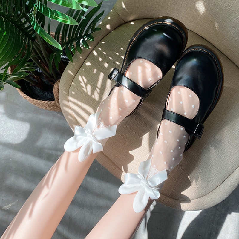 Tất Sợi Thủy Tinh Trong Suốt Phối Tai Thỏ Phong Cách Lolita Đáng Yêu