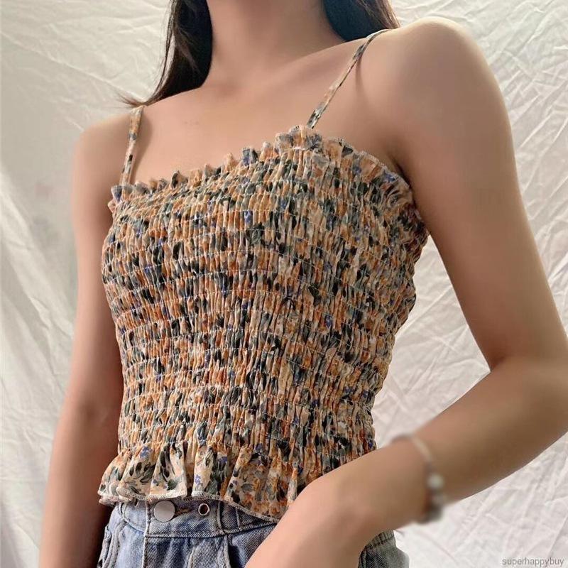 Áo Hai Dây Họa Tiết Hoa Xinh Xắn Cho Nữ