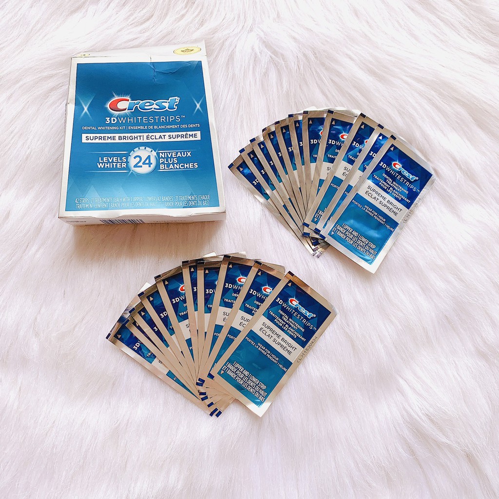 Miếng dán trắng răng Crest 3D White Whitestrips [Hàng Mỹ]