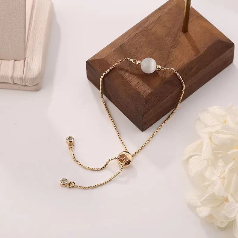 Vòng đeo tay đính đá mắt mèo thủ công xinh xắn hợp thời trang cho nữ