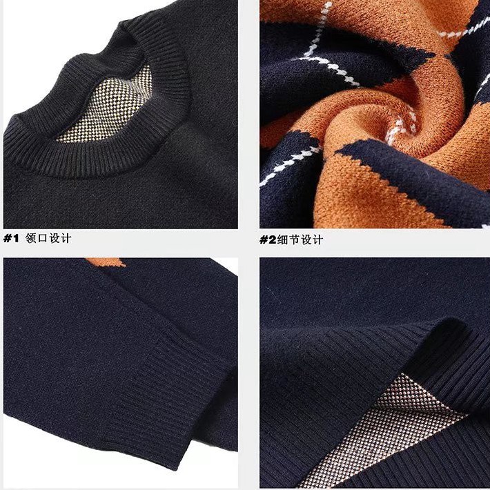 Áo Sweater dệt kim dáng rộng cho nam size M-2XL