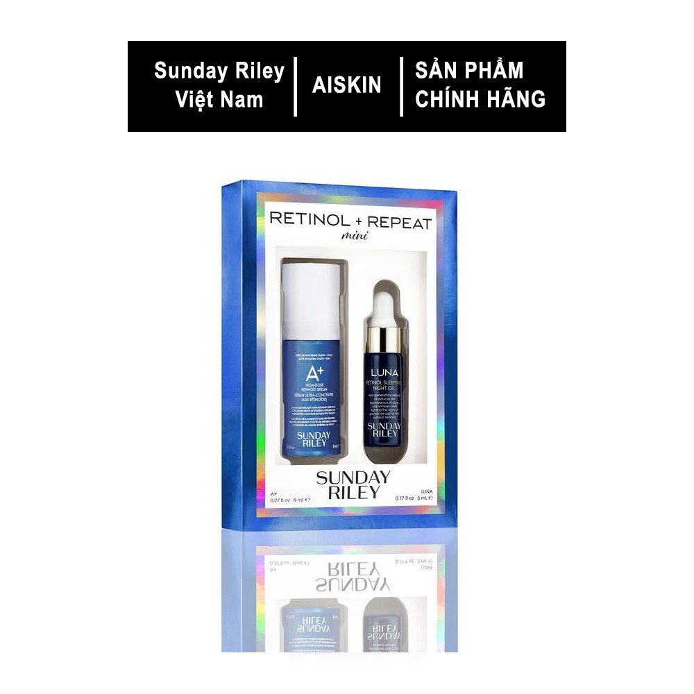 [Chính Hãng] Set dưỡng da Sunday Riley Mini Retinol + Repeat Travel Kit (A+ High-Dose 8ml + Luna Sleeping Night Oil 5ml)