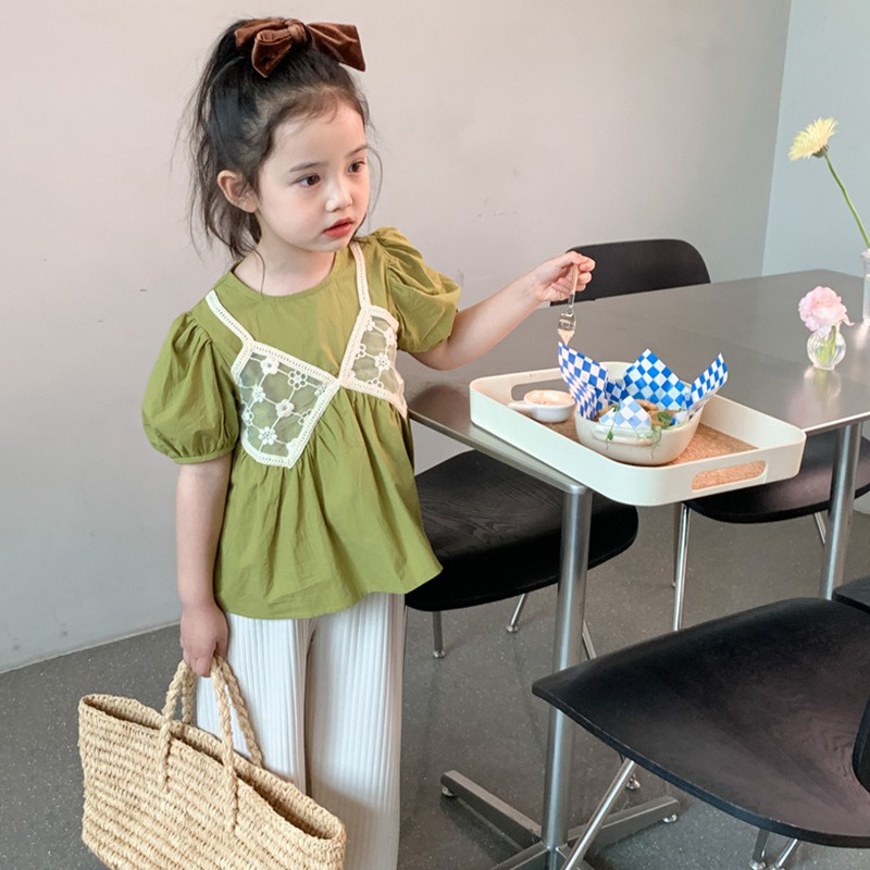 Se7en Set Áo Sơ Mi Không Tay Màu Trơn + Quần Dài Phong Cách Hàn Quốc Mùa Hè Cho Bé Gái