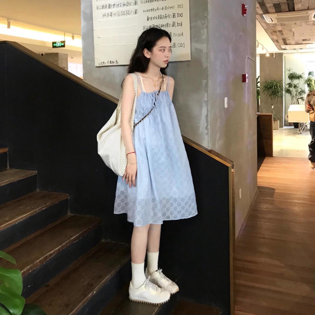 Đầm Hai Dây Dáng Rộng Thời Trang Mùa Hè Hàng Mới Dành Cho Bạn Nữ 2022