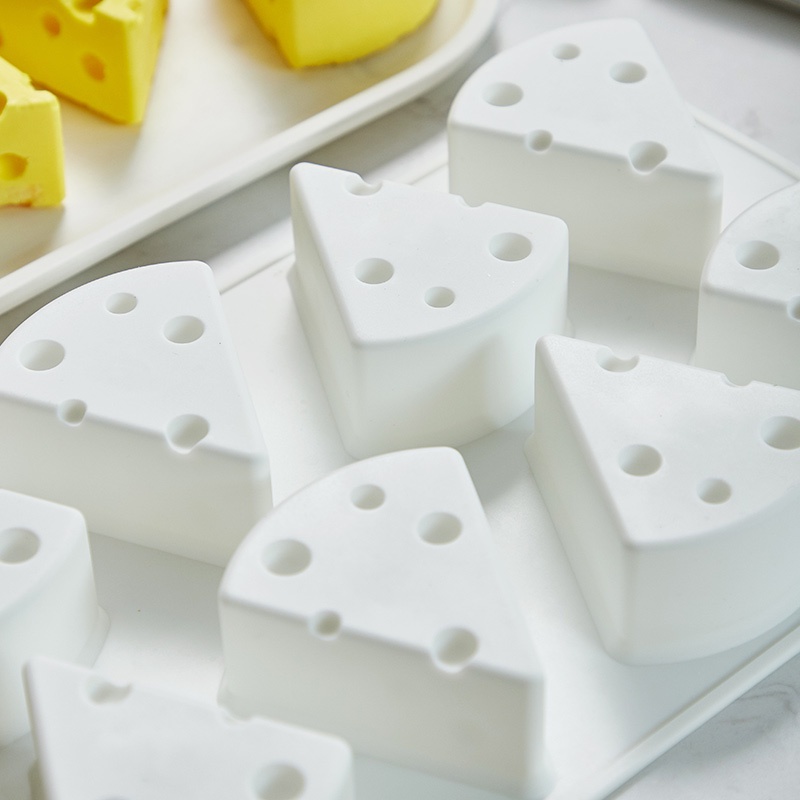 Khuôn silicon 8 ngăn hình phô mai làm bánh Diy tiện dụng