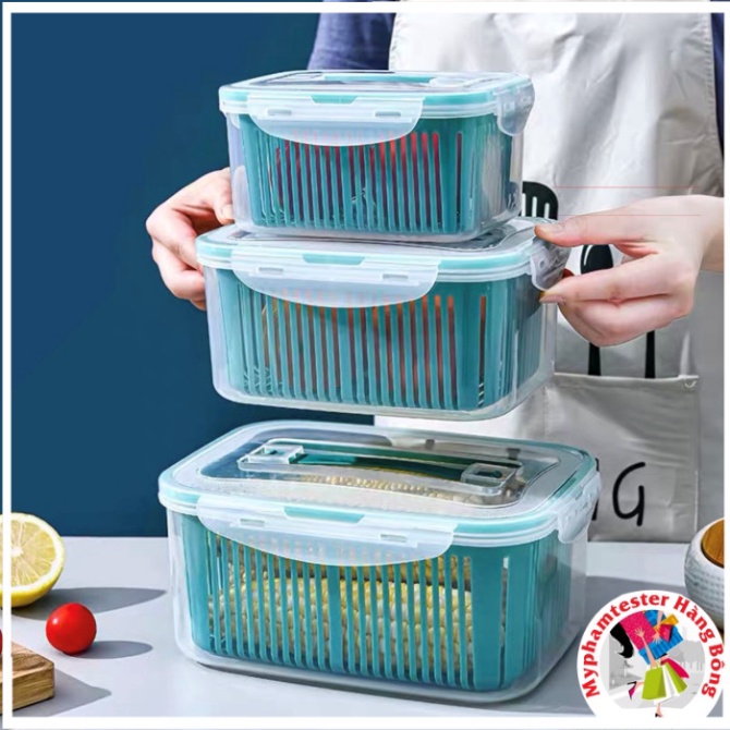 Bộ 5 hộp 2 lớp rổ đựng đồ tủ lạnh đa năng thông minh cao cấp [hàng loại đẹp] [FREESHIP]