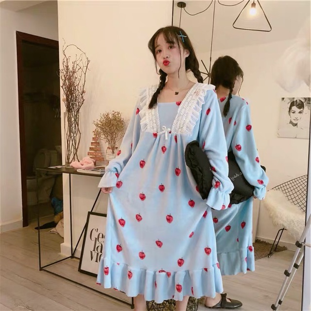 ( ( VÁY NGỦ LOLITA VẢI BÔNG HOẠ TIẾT HOA HỒNG (sẵn) | BigBuy360 - bigbuy360.vn