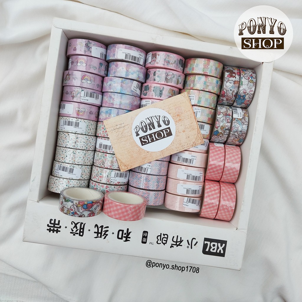 Băng dính washi tape lẻ - Chủ đề Unicorn &amp; Pattern