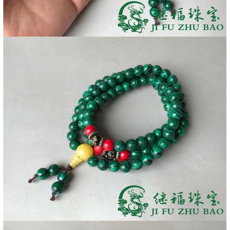 (promo) Chuỗi Hạt Đá Malachite Màu Xanh Lá 8mm 108