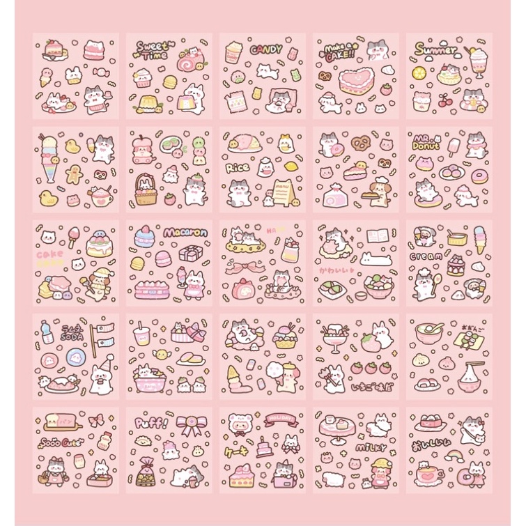 Sticker cute/Hộp set 100 tấm sticker hình dán FRIED CHICKEN trang trí sổ planner bullet journal Hàn Quốc Tẻn Tẻn