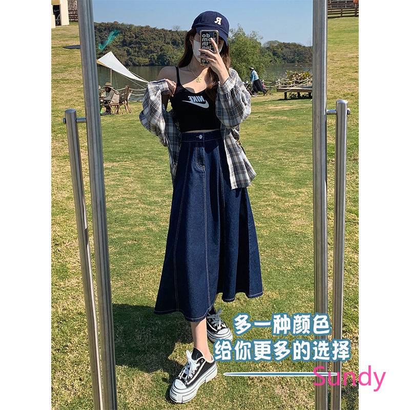 Chân váy jean Chữ A Lưng Cao Xếp Ly Thời Trang Mùa Hè Dành Cho Nữ Plus Size