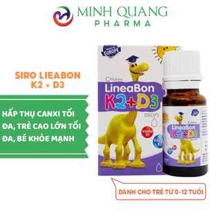 Siro uống LINEABON K2+D3 bổ sung Vitamin K2, D3 tăng cường hấp thu canxi tối đa giúp trẻ cao lớn khỏe mạnh lọ 10ml