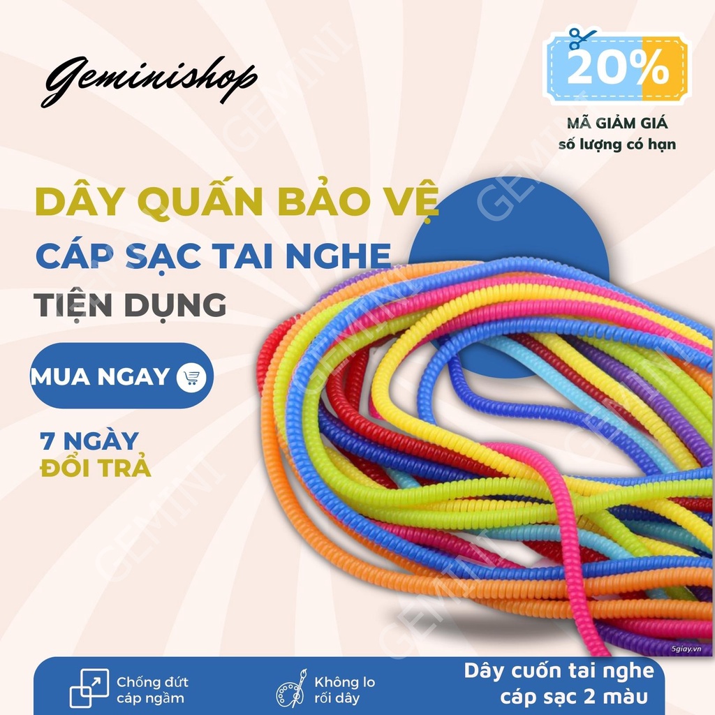 Dây quấn tai nghe, cáp sạc ... loại 2 màu (ngẫu nhiên màu)