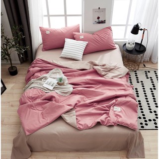 Bộ chăn ga gối Cotton đũi Tici,gồm 1 vỏ chăn hè trần bông,1 ga 2 vỏ gối nằm-mã màu số TC04